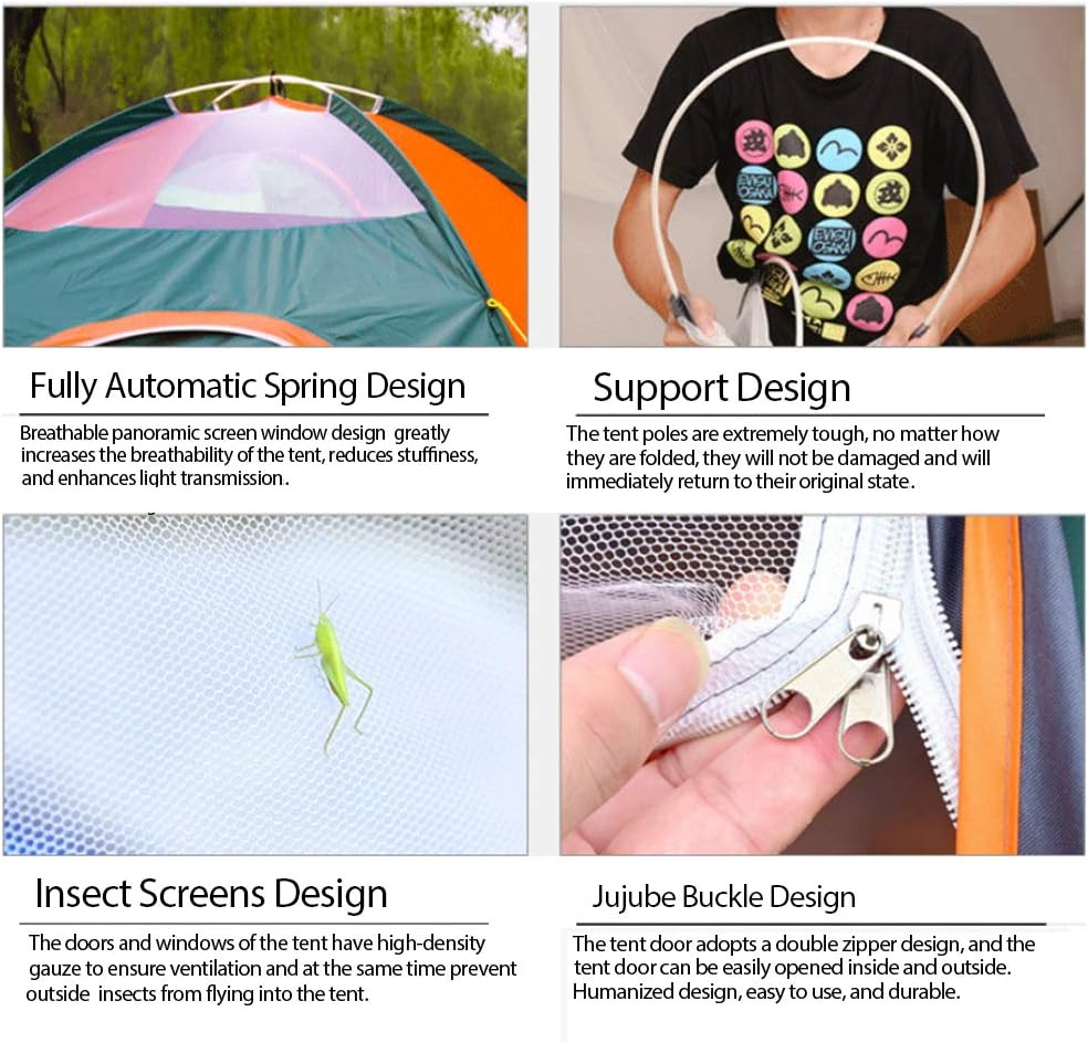 2 Person Instant Pop Up Lightweight Camping Tent, Outdoor Easy Set Up Automatic Family Travel Tent,Portable Backpacking Ultralight Waterproof Windproof Anti-UV Sun Shelter Tent… · v5