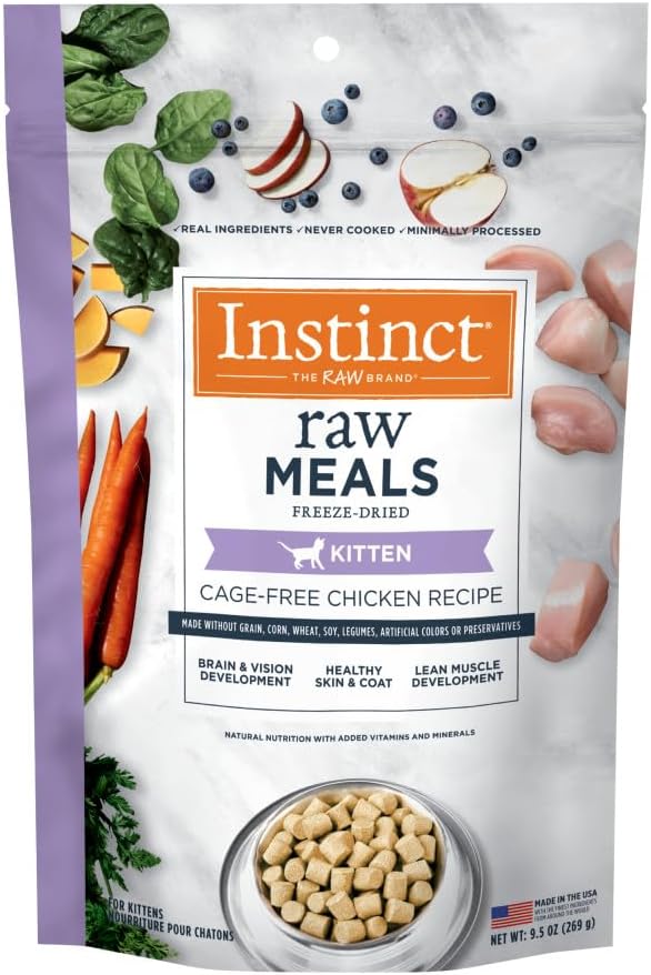 Pasti crudi liofilizzati Instinct per gattini con ricetta di pollo, cibo per gatti, 9,5 oz.