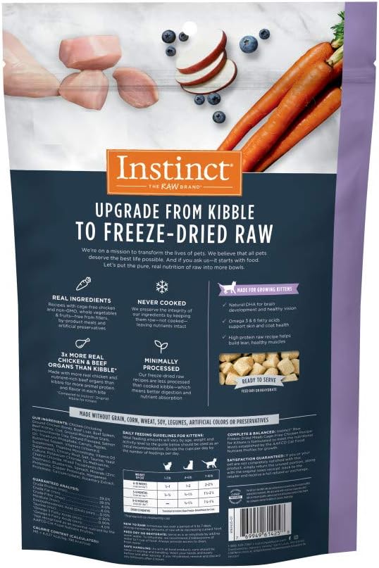 Pasti crudi liofilizzati Instinct per gattini con ricetta di pollo, cibo per gatti, 9,5 oz.
