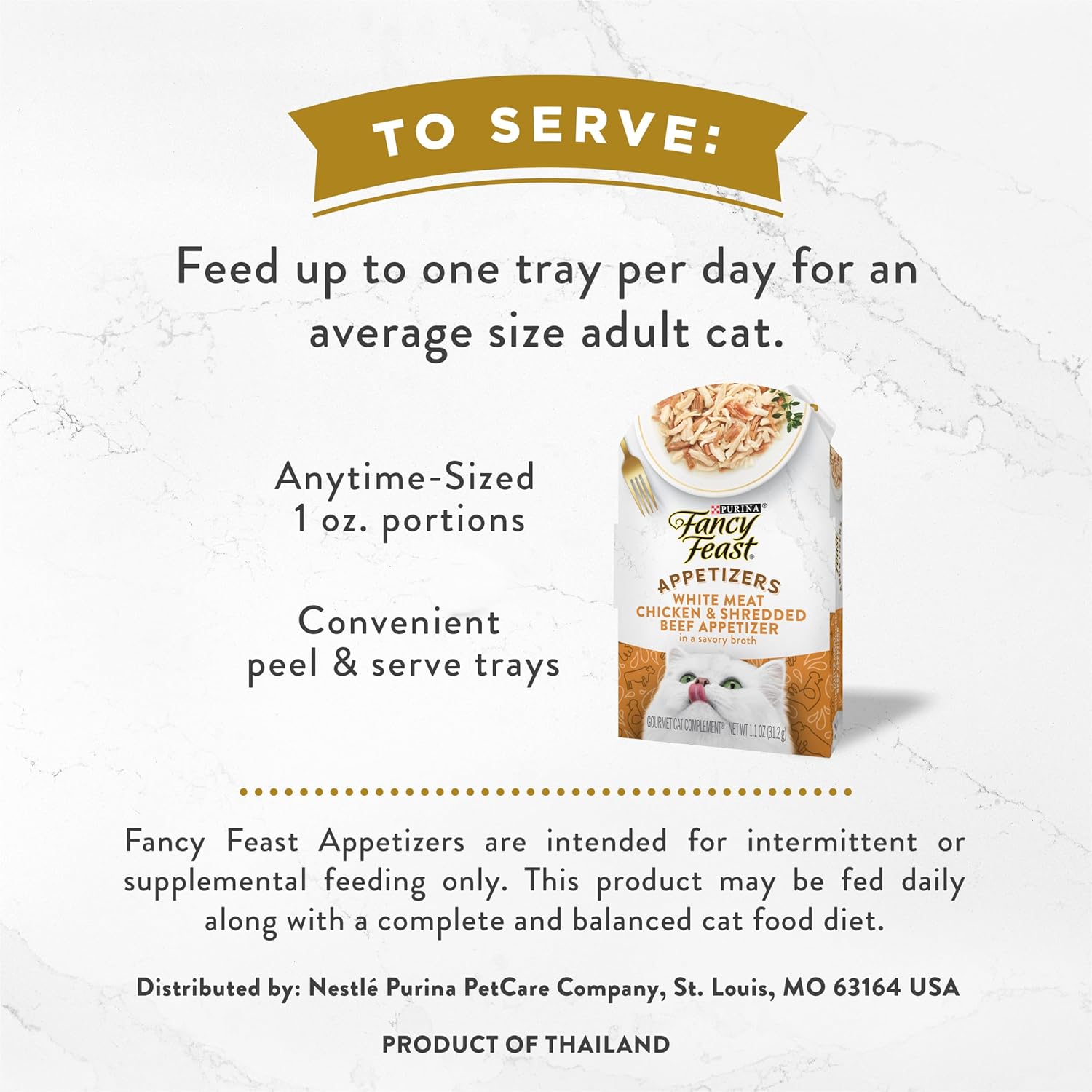 Aperitivos Purina Fancy Feast para lamerse, sin cereales, comida para gatos, carne blanca, pollo y ternera desmenuzada, paquete de 10, bandejas de 1.1 oz