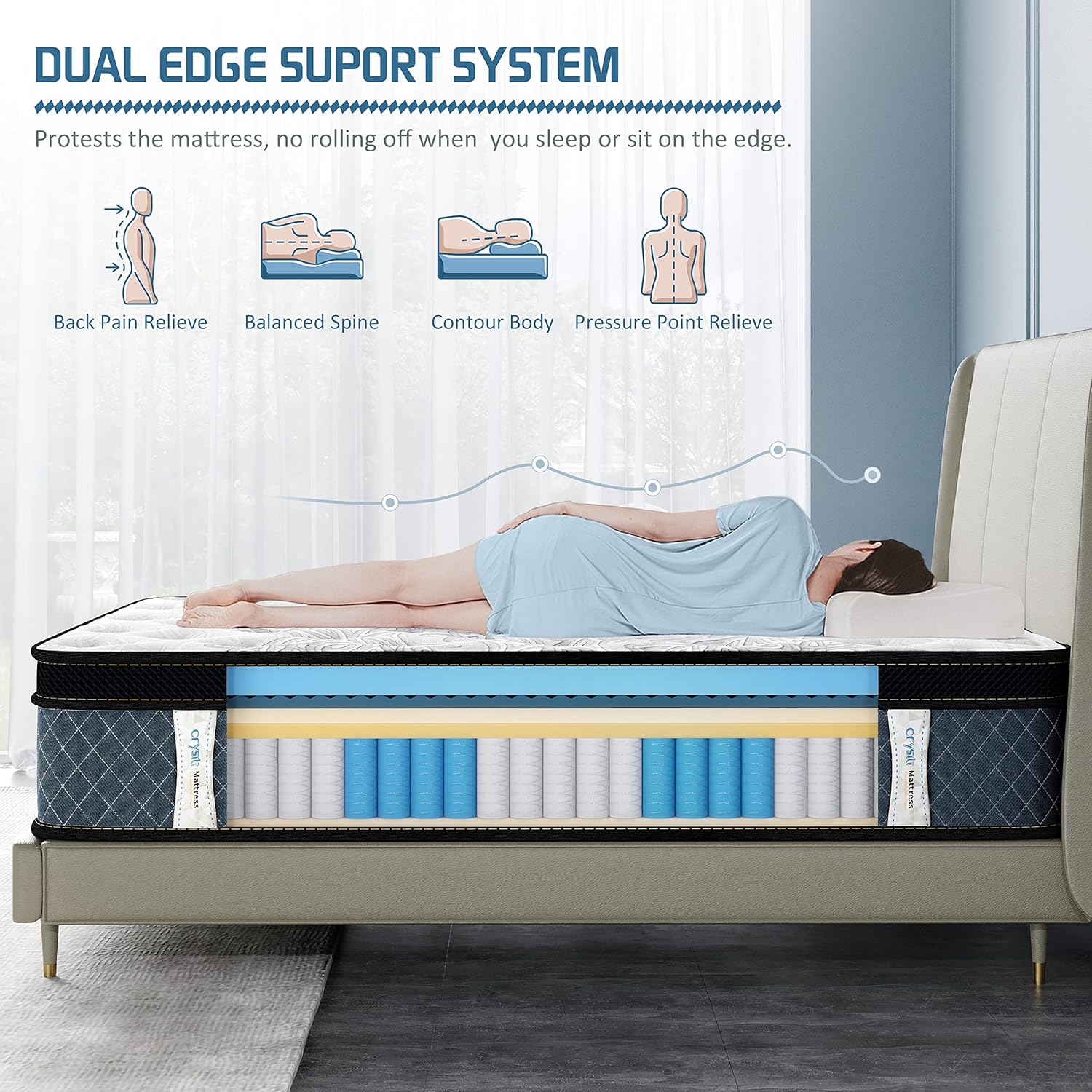 Crystli Full Mattresses 12 inch Memory Foam Mattress Full Size Hybrid Mattress Medium Firm Full Bed Mattress in a Box with CertiPUR-US Foam 100-Night Trial 10 Years Warranty · v2