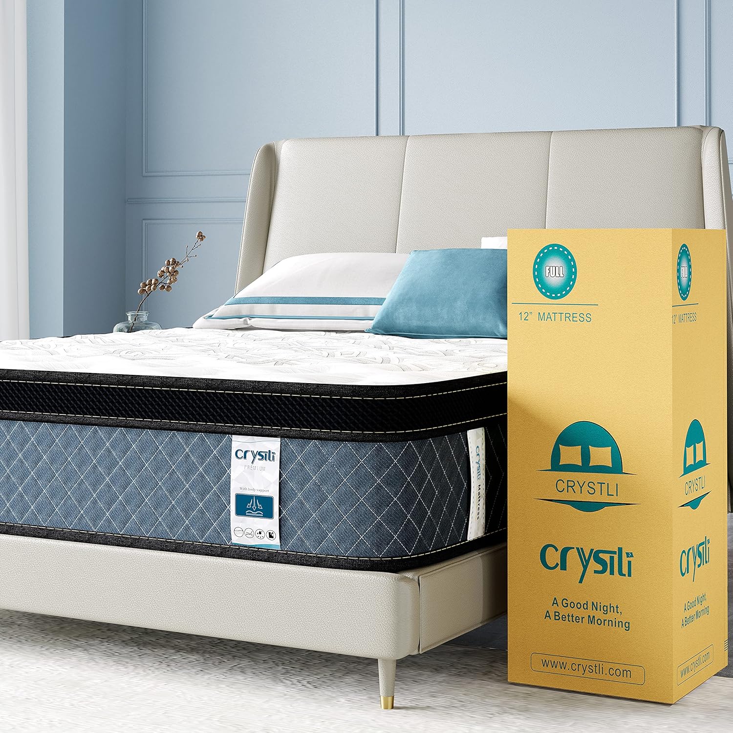 Crystli Full Mattresses 12 inch Memory Foam Mattress Full Size Hybrid Mattress Medium Firm Full Bed Mattress in a Box with CertiPUR-US Foam 100-Night Trial 10 Years Warranty · v2