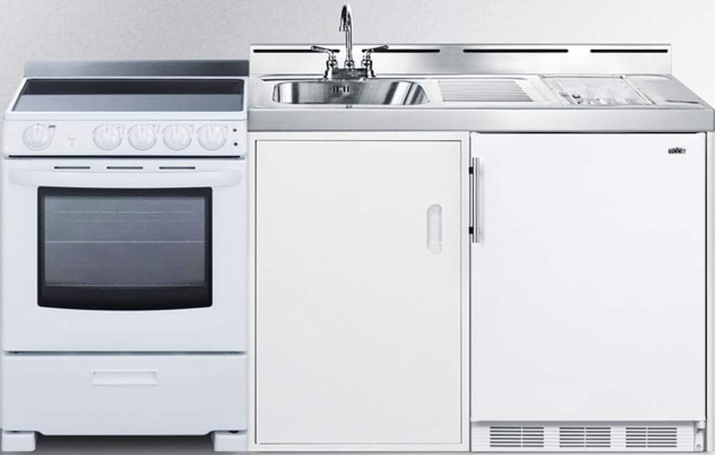 Summit Appliance ACK72ELSTW 72 Wide All-in-One Kitchenette with Electric Range, Refrigerator-freezer Included, Cutlery Bin, Storage Compartment · v4