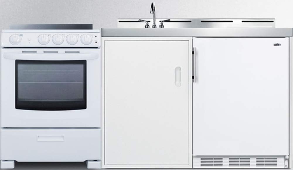 Summit Appliance ACK72ELSTW 72 Wide All-in-One Kitchenette with Electric Range, Refrigerator-freezer Included, Cutlery Bin, Storage Compartment · v4