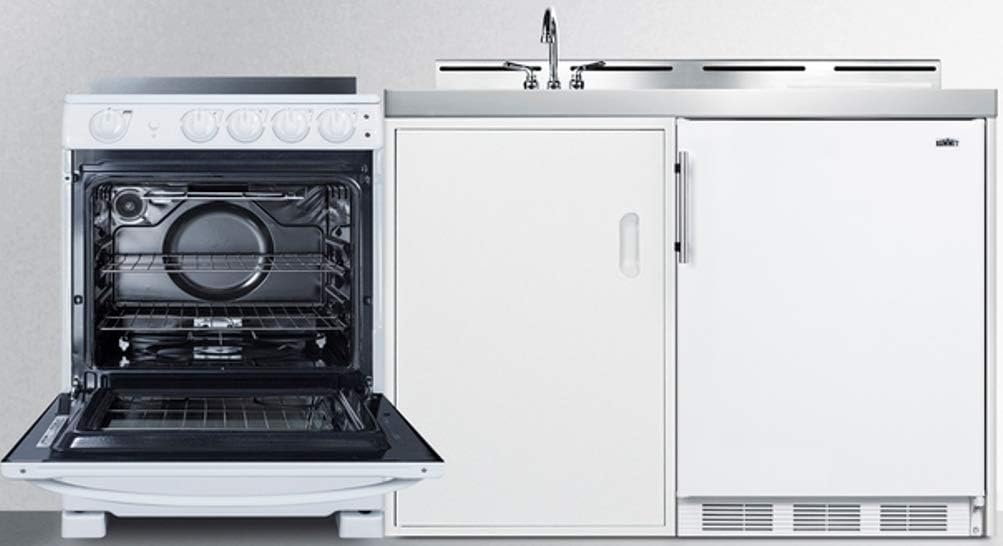 Summit Appliance ACK72ELSTW 72 Wide All-in-One Kitchenette with Electric Range, Refrigerator-freezer Included, Cutlery Bin, Storage Compartment · v4