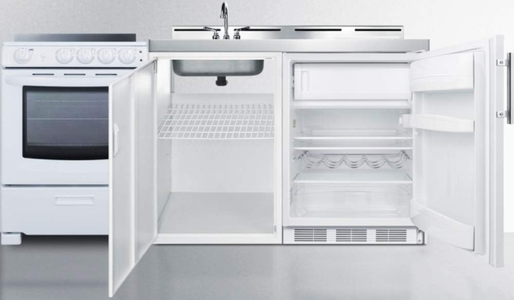 Summit Appliance ACK72ELSTW 72 Wide All-in-One Kitchenette with Electric Range, Refrigerator-freezer Included, Cutlery Bin, Storage Compartment · v4