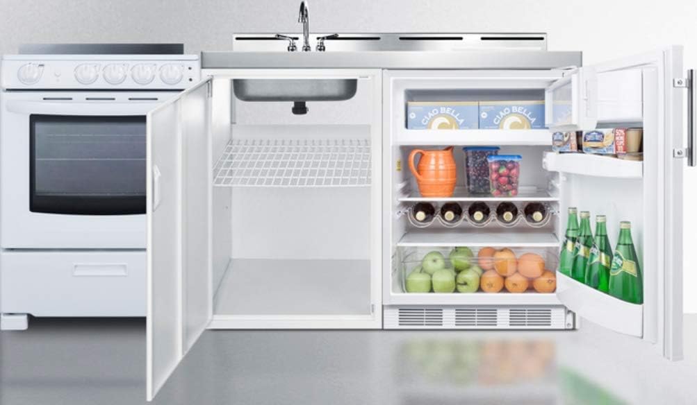Summit Appliance ACK72ELSTW 72 Wide All-in-One Kitchenette with Electric Range, Refrigerator-freezer Included, Cutlery Bin, Storage Compartment · v4