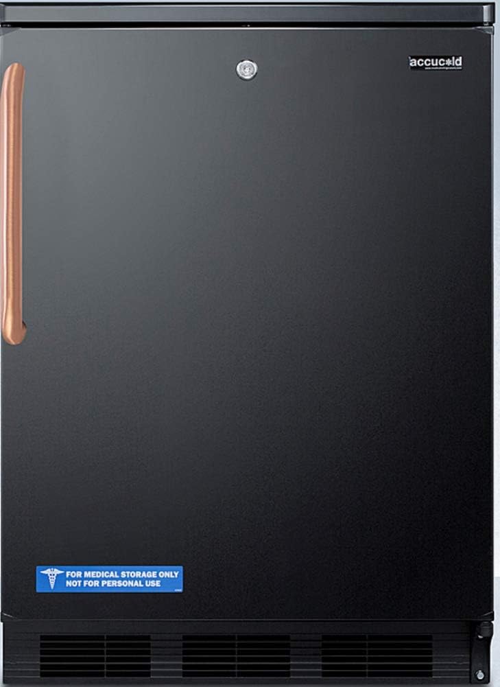 Summit Appliance FF7LBLKTBC Commercially Listed Freestanding All-Refrigerator for General Purpose Use with Front Lock, Automatic Defrost Operation, Pure Copper Handle and Black Exterior · v5