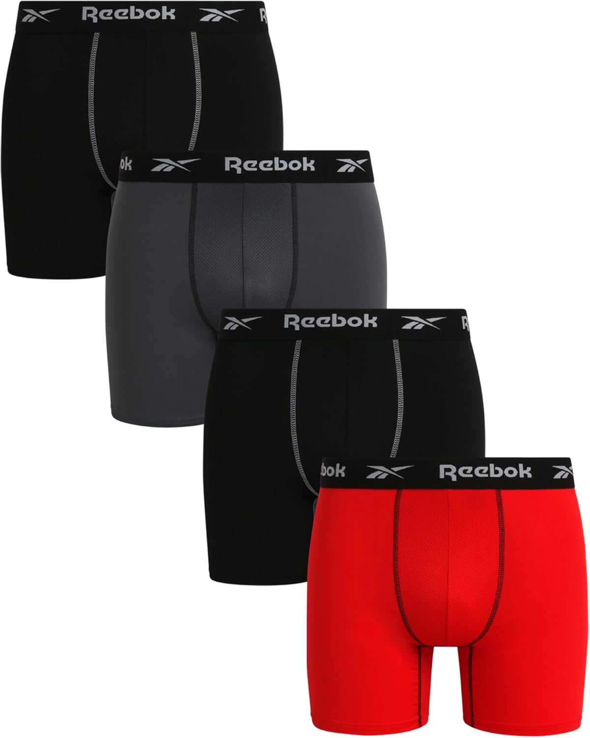 Rebook Mens Underwear - 4 Pack Breathable Performance Mens Boxer Briefs - Moisture Wicking Active Mens Underwear Pack S-4XL