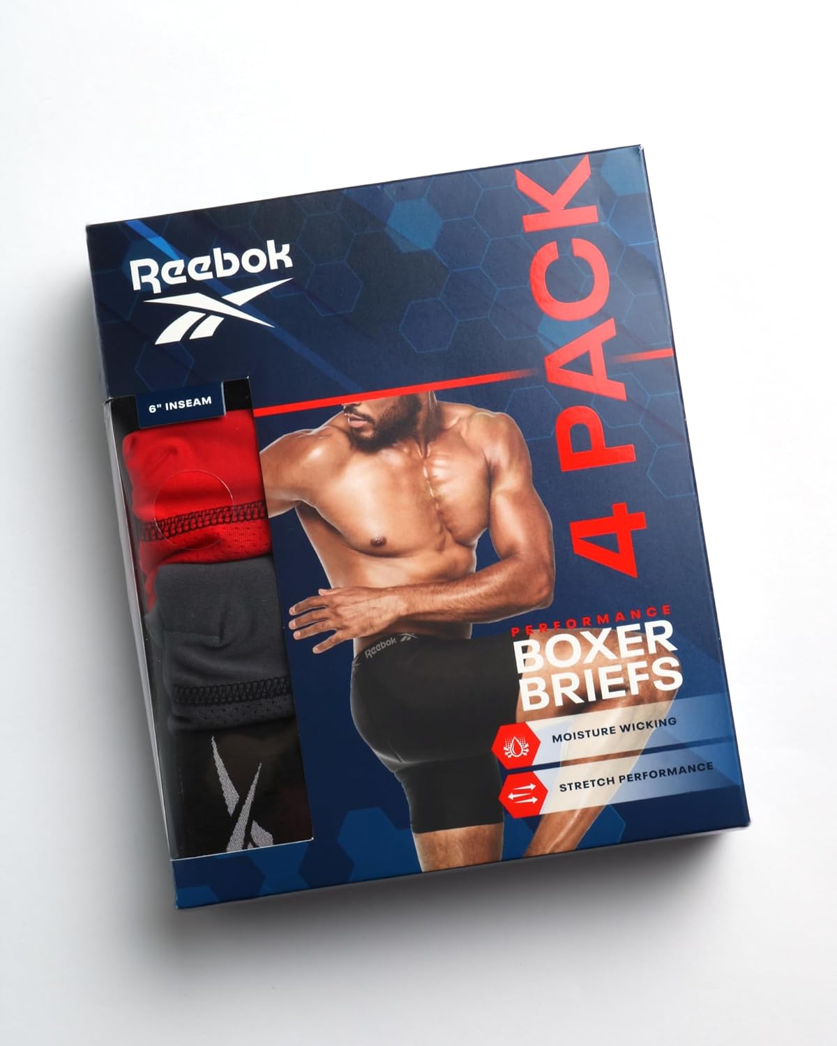 Rebook Mens Underwear - 4 Pack Breathable Performance Mens Boxer Briefs - Moisture Wicking Active Mens Underwear Pack S-4XL