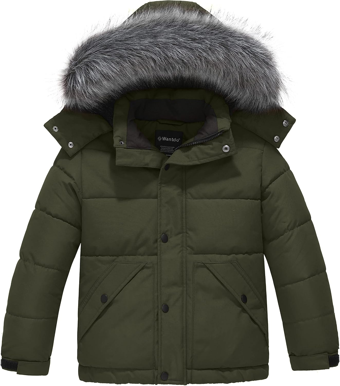 wantdo Boys Winter Coat Waterproof Puffer Coat Warm Fleece Jacket