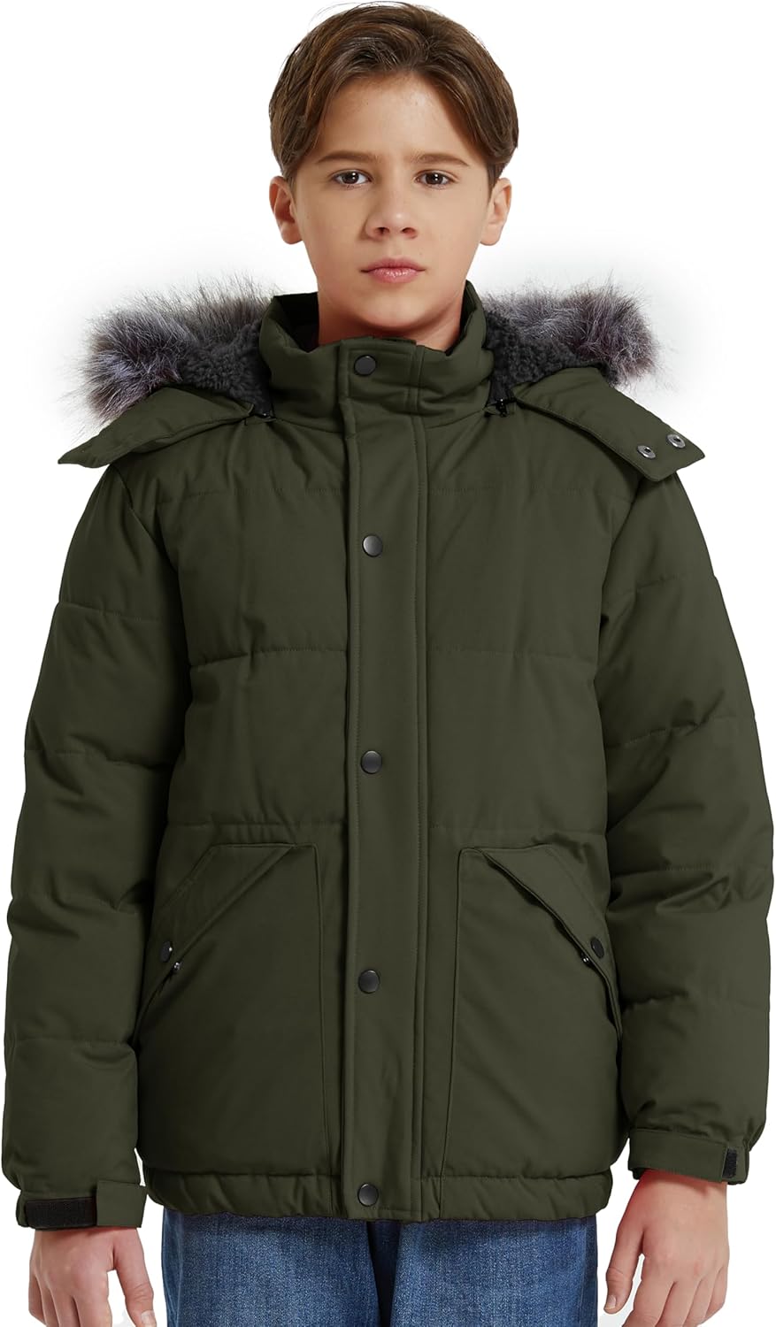 wantdo Jaket Musim Dingin Anak Laki-laki Jaket Tahan Air Jaket Bulu Hangat