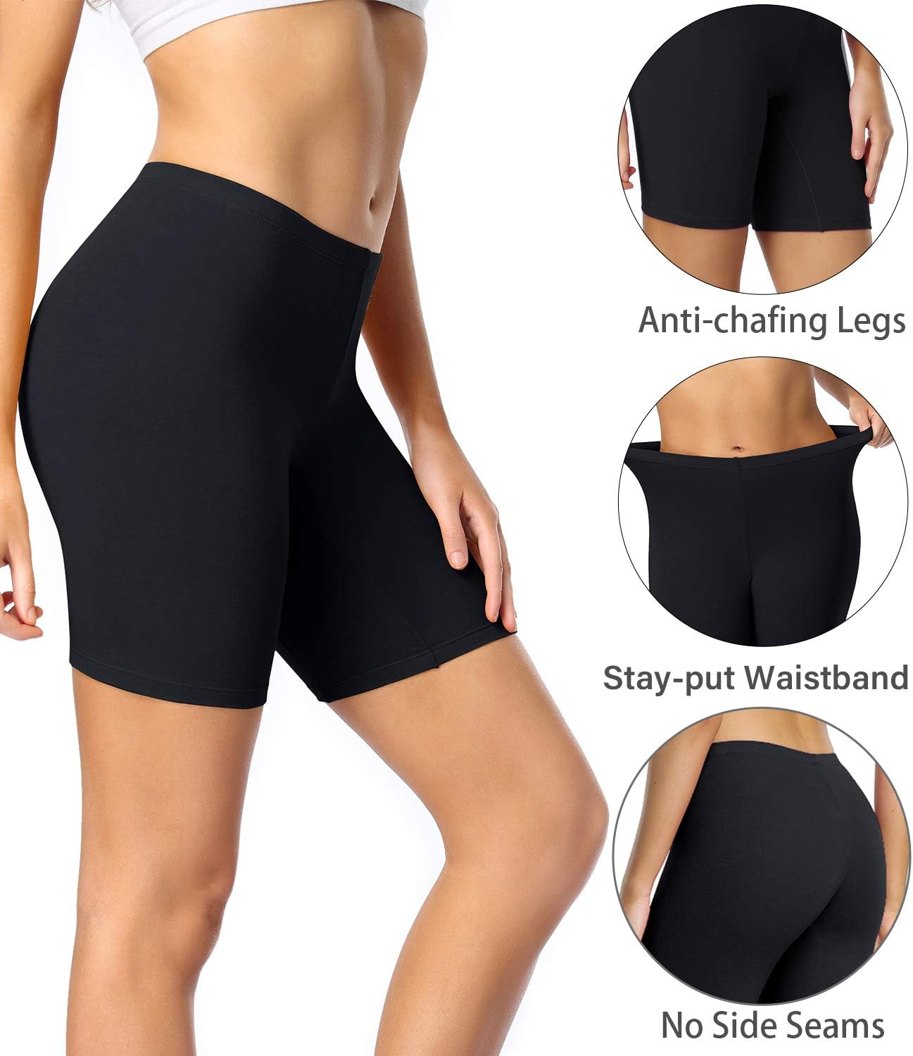wirarpa Womens Cotton Boy Shorts Underwear Anti Chafing Soft Biker Short Plus Boy Shorts Panties 4 Pack · v3