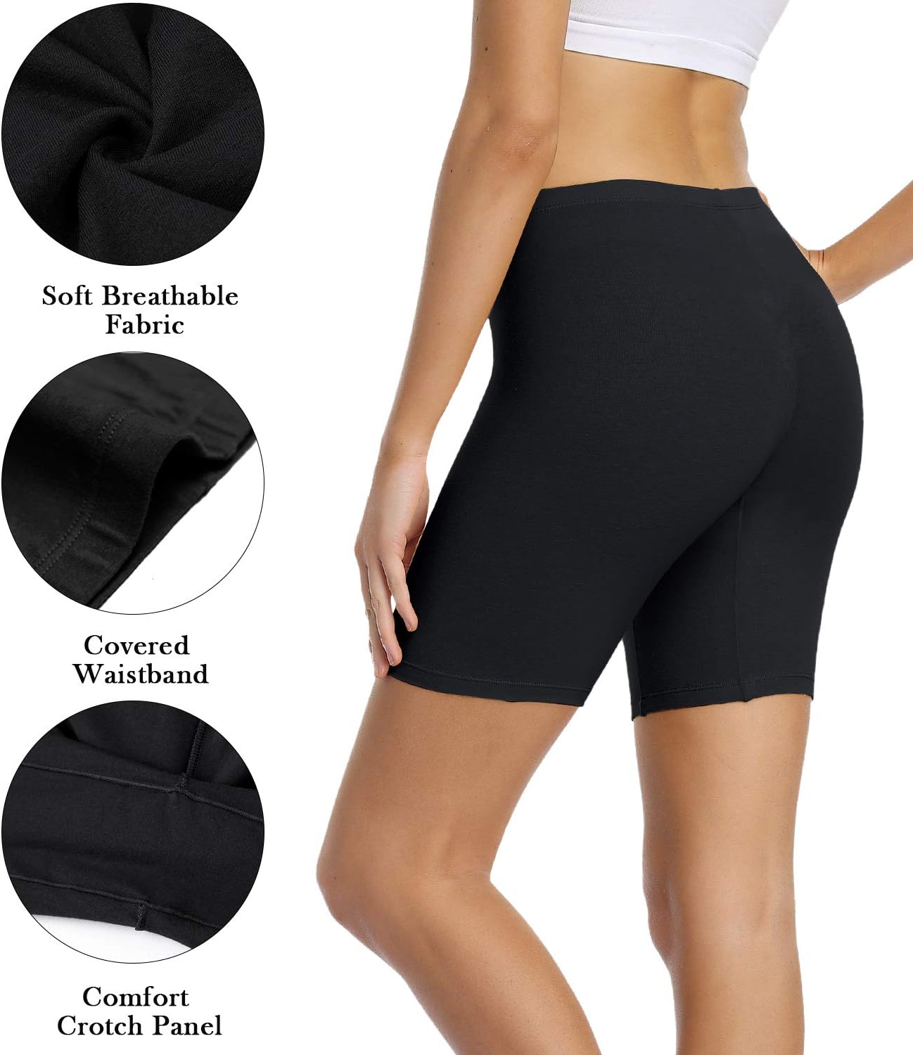 wirarpa Womens Cotton Boy Shorts Underwear Anti Chafing Soft Biker Short Plus Boy Shorts Panties 4 Pack · v3