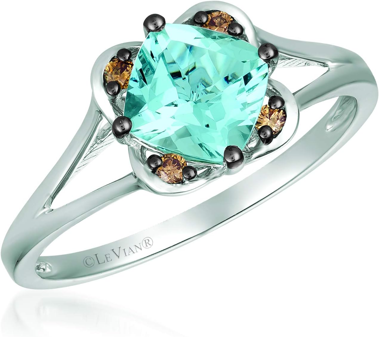LeVian 14K Gold Cushion-Cut Gemstone  Chocolate Diamond Accented Split-shank Ring (Fancy Brown Color, SI1-SI2 Clarity) Choice of Metal/Stone · v2