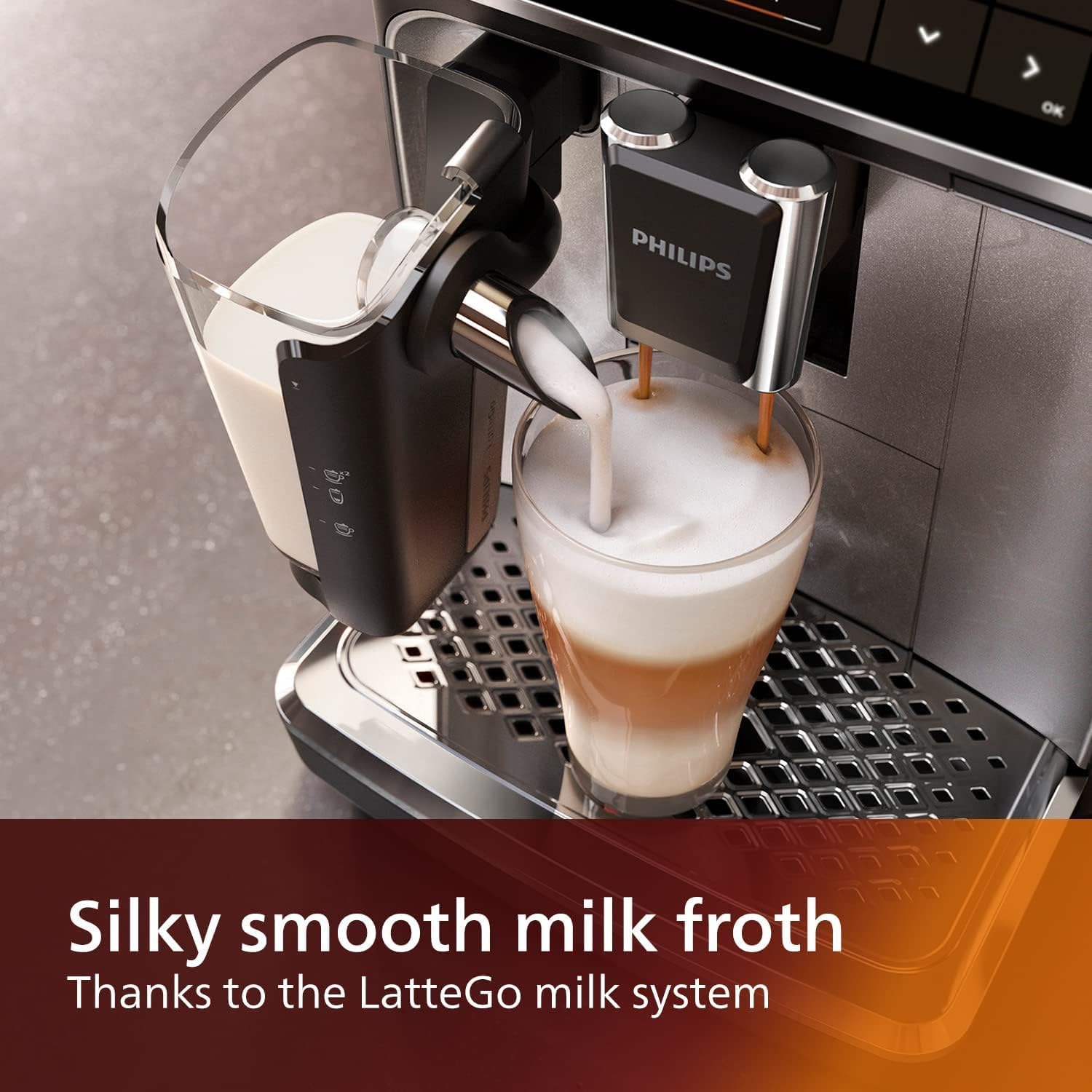 PHILIPS 4300 Series Fully Automatic Espresso Machine - LatteGo Milk Frother, 8 Coffee Varieties, Intuitive Touch Display, Black, (EP4347/94) · v2