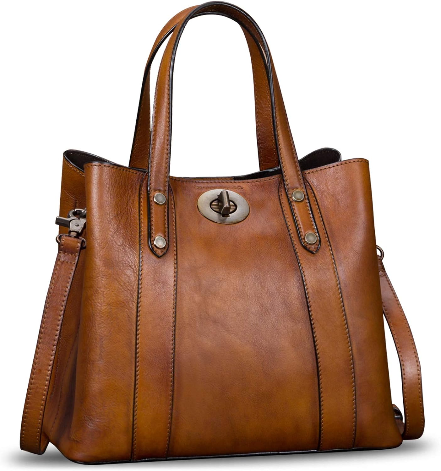 Handtaschen aus echtem Leder für Damen, Schulterriemen, Vintage-Stil, handgefertigte Schultertasche aus Rindsleder mit Griff, Tragetaschen