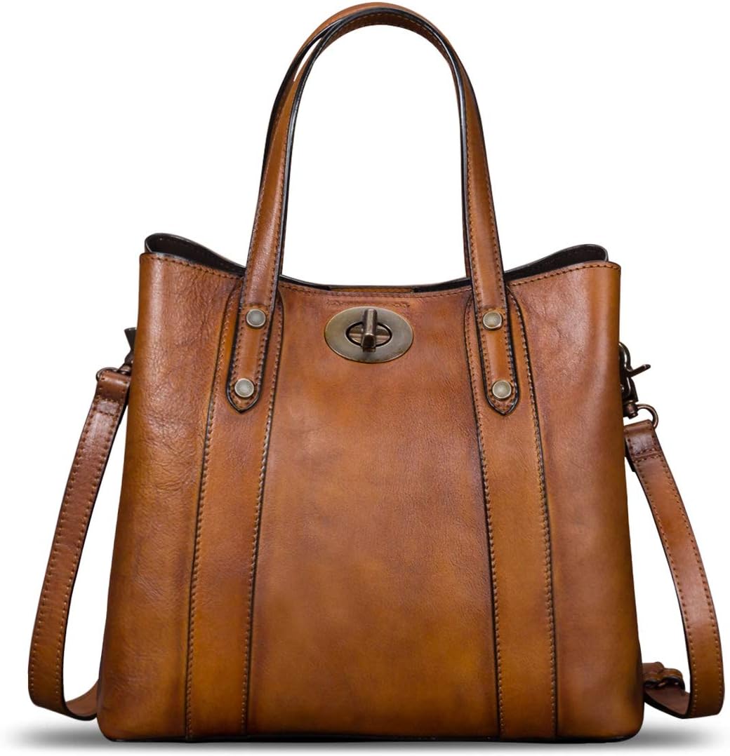 Handtaschen aus echtem Leder für Damen, Schulterriemen, Vintage-Stil, handgefertigte Schultertasche aus Rindsleder mit Griff, Tragetaschen