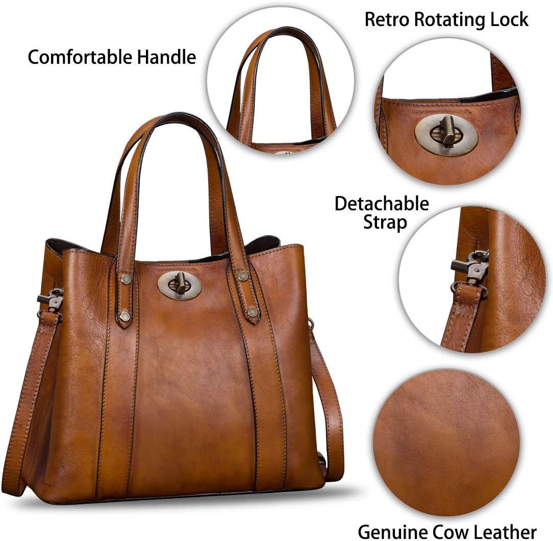 Handtaschen aus echtem Leder für Damen, Schulterriemen, Vintage-Stil, handgefertigte Schultertasche aus Rindsleder mit Griff, Tragetaschen
