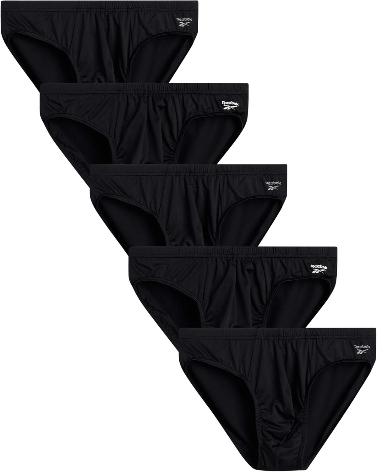 Slip da uomo Reebok - Confezione da 5 slip intimi sportivi ad asciugatura rapida a vita bassa - Slip bikini atletici da uomo morbidi elasticizzati S-XL