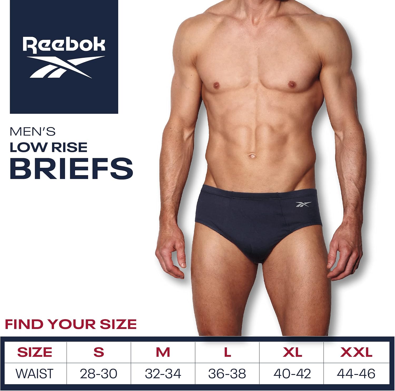 Reebok Mens Briefs - 5 Pack Quick Dry Low Rise Performance Underwear Briefs - Soft Stretch Athletic Men's Bikini Briefs S-XL