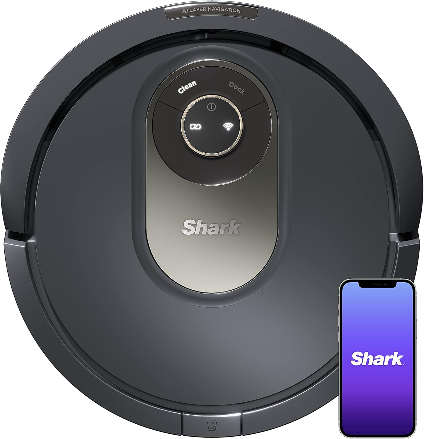 Shark AV2001 AI Robot Vacuum with Self-Cleaning Brushroll, Object Detection, Advanced Navigation, Home Mapping, Perfect for Pet Hair, Compatible with Alexa, Gray · v3