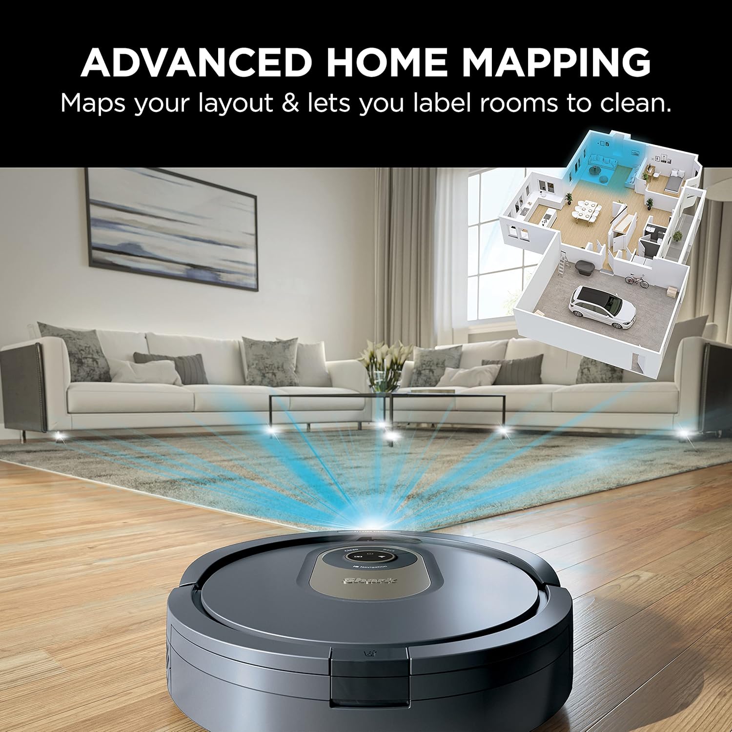 Shark AV2001 AI Robot Vacuum with Self-Cleaning Brushroll, Object Detection, Advanced Navigation, Home Mapping, Perfect for Pet Hair, Compatible with Alexa, Gray · v3