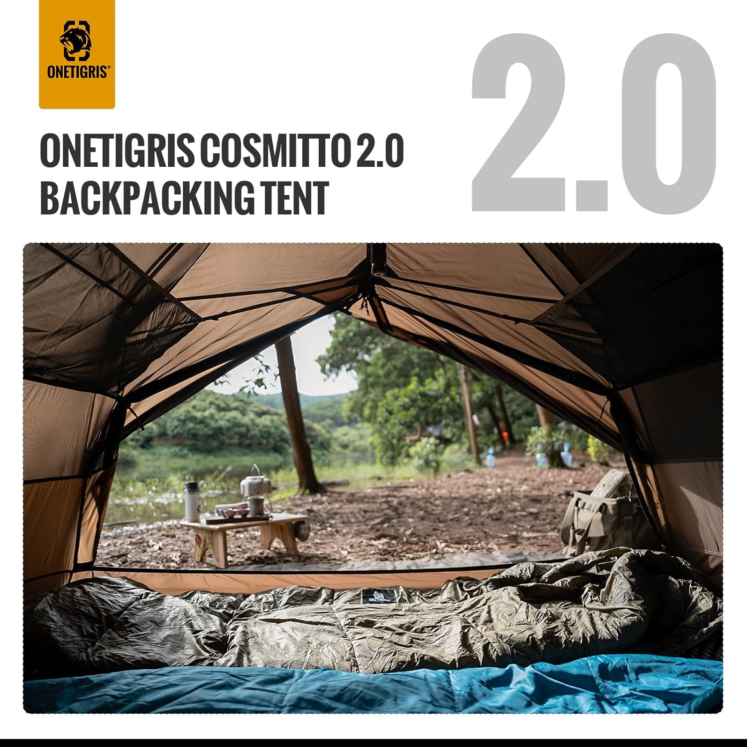 OneTigris COSMITTO 2 Person Backpacking Tent Shelter- Free Standing Lightweight Waterproof 3 Season Camping Tent for Outdoor Hiking Mountaineering · v5
