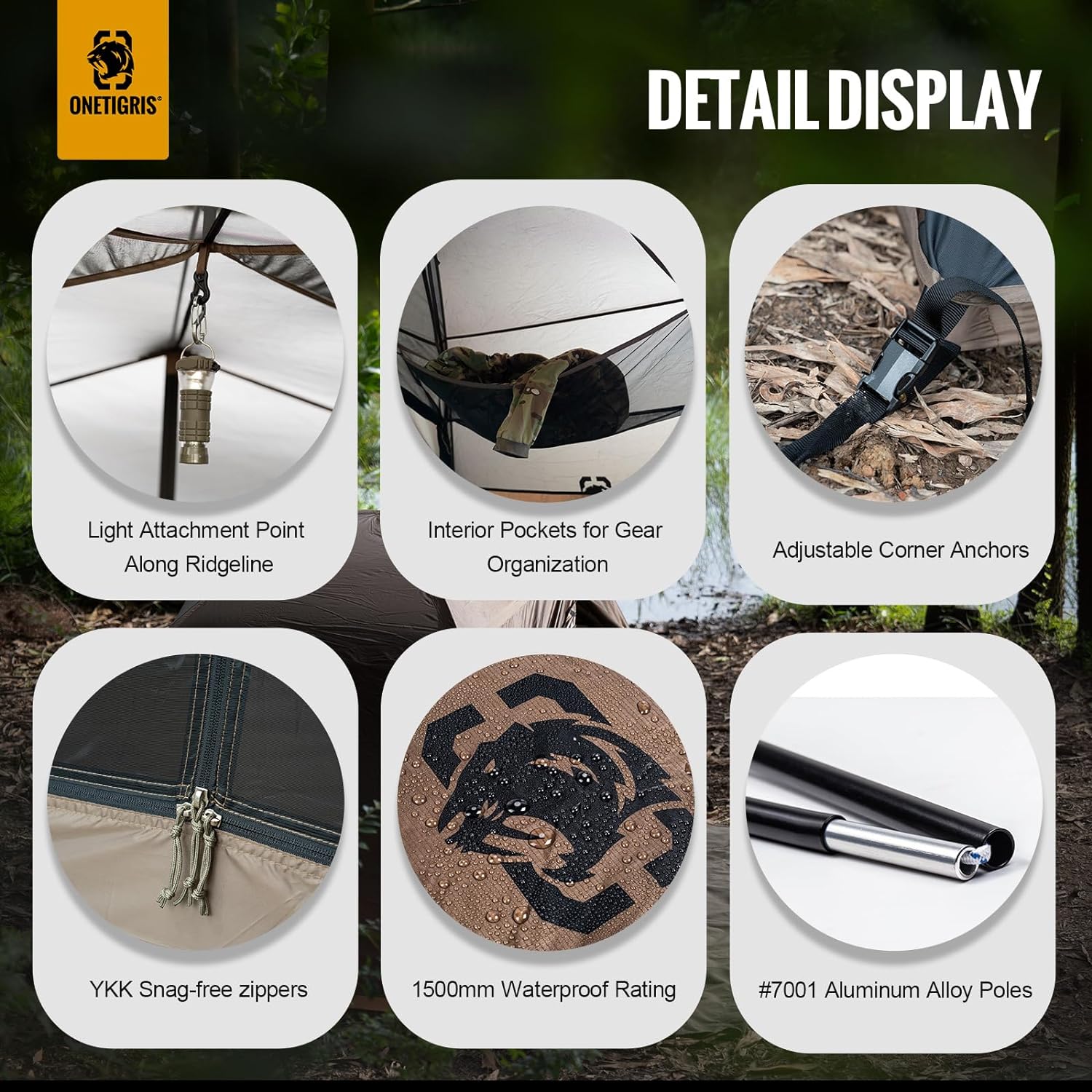 OneTigris COSMITTO 2 Person Backpacking Tent Shelter- Free Standing Lightweight Waterproof 3 Season Camping Tent for Outdoor Hiking Mountaineering · v5