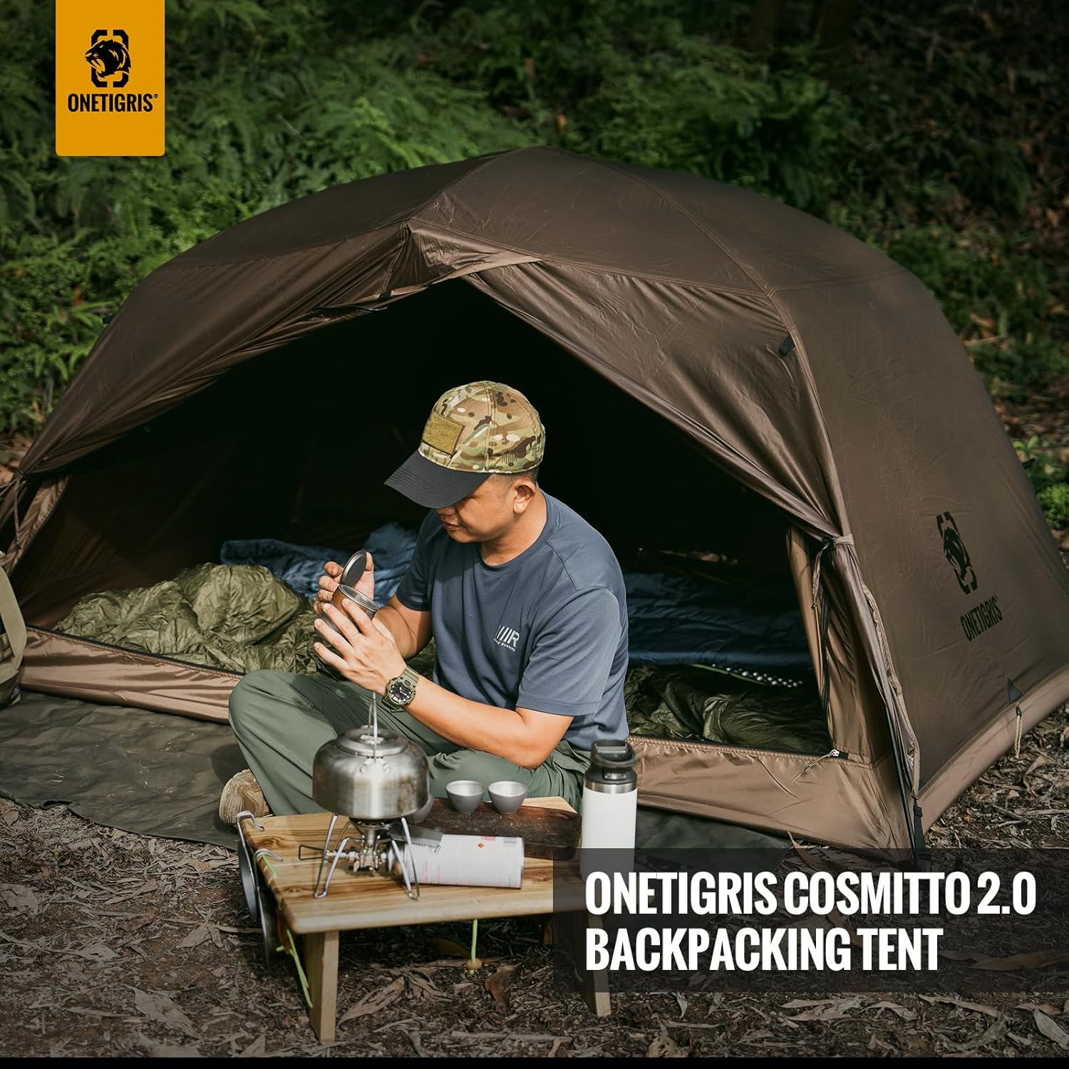 OneTigris COSMITTO 2 Person Backpacking Tent Shelter- Free Standing Lightweight Waterproof 3 Season Camping Tent for Outdoor Hiking Mountaineering · v5