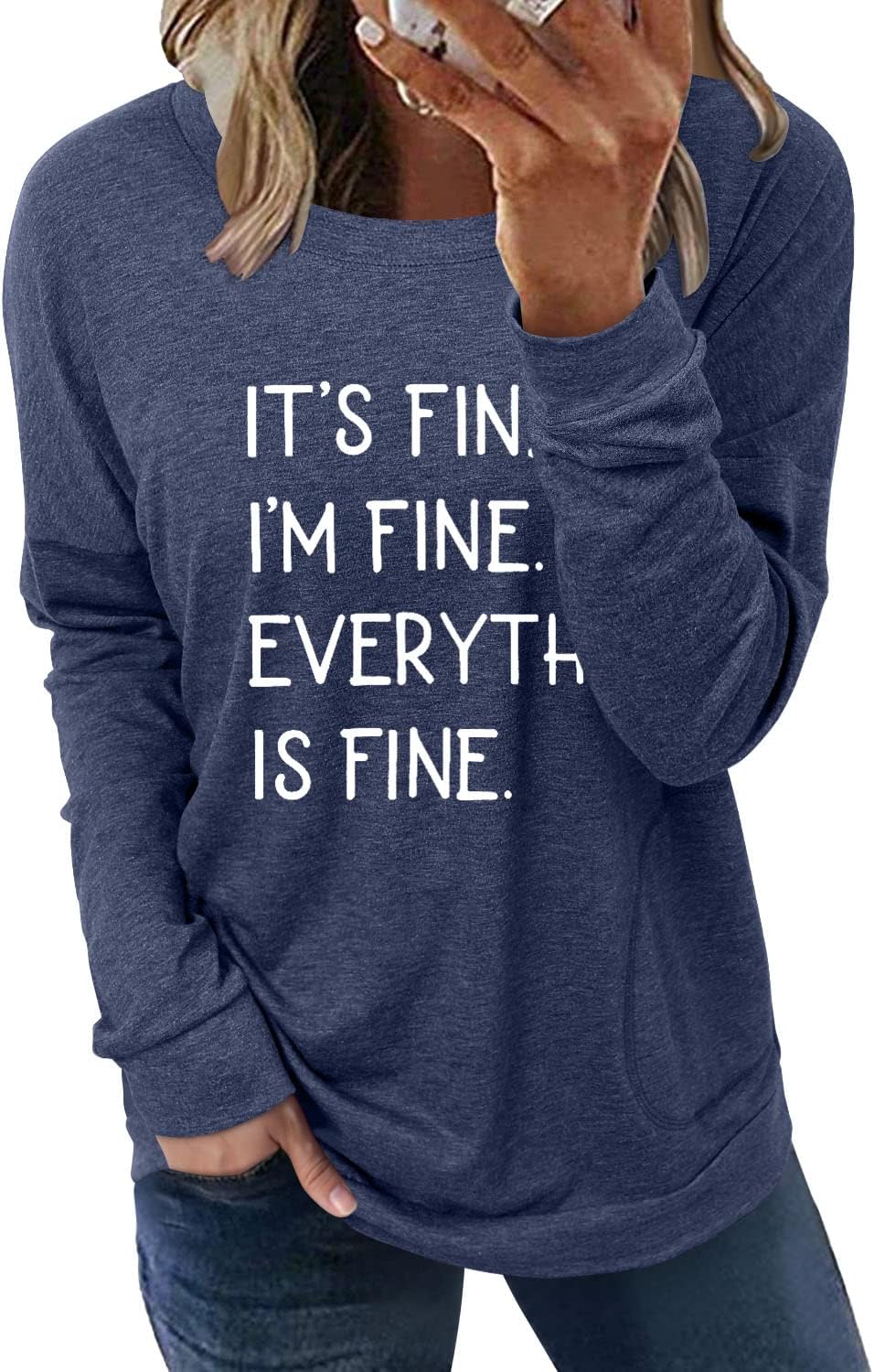 Onlypuff Damenhemd mit Tasche, grafische Tunika-Tops, Sweatshirts
