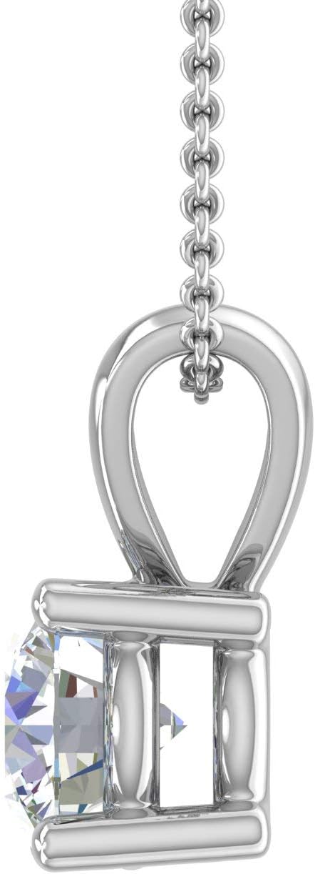 1/2 Carat Diamond Solitaire Pendant Necklace in 14K Gold (Silver Chain Included) · v2