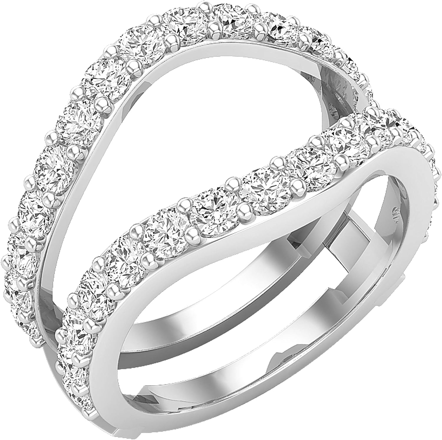 Dazzlingrock Koleksiyonu 1.75 Cttw Yuvarlak Laboratuvar Yetiştirilmiş Elmas Kadın Düğün Geliştirici Koruyucu Çift Yüzük, Metal 10K/14K/18K Katı Altın 925 Ayar Gümüş