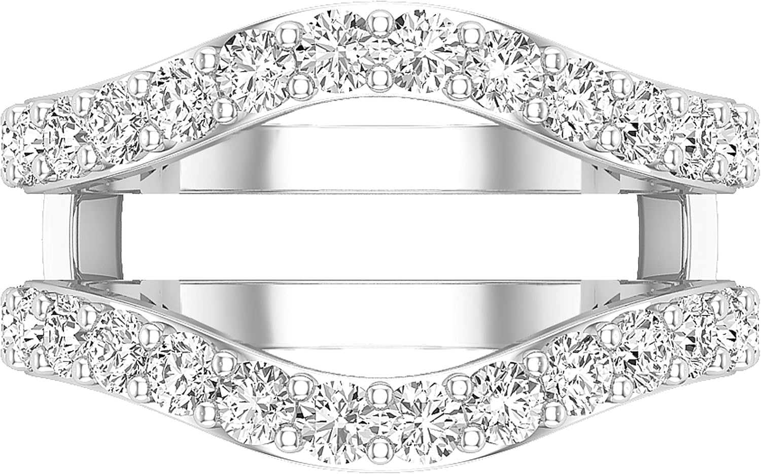 Dazzlingrock Koleksiyonu 1.75 Cttw Yuvarlak Laboratuvar Yetiştirilmiş Elmas Kadın Düğün Geliştirici Koruyucu Çift Yüzük, Metal 10K/14K/18K Katı Altın 925 Ayar Gümüş
