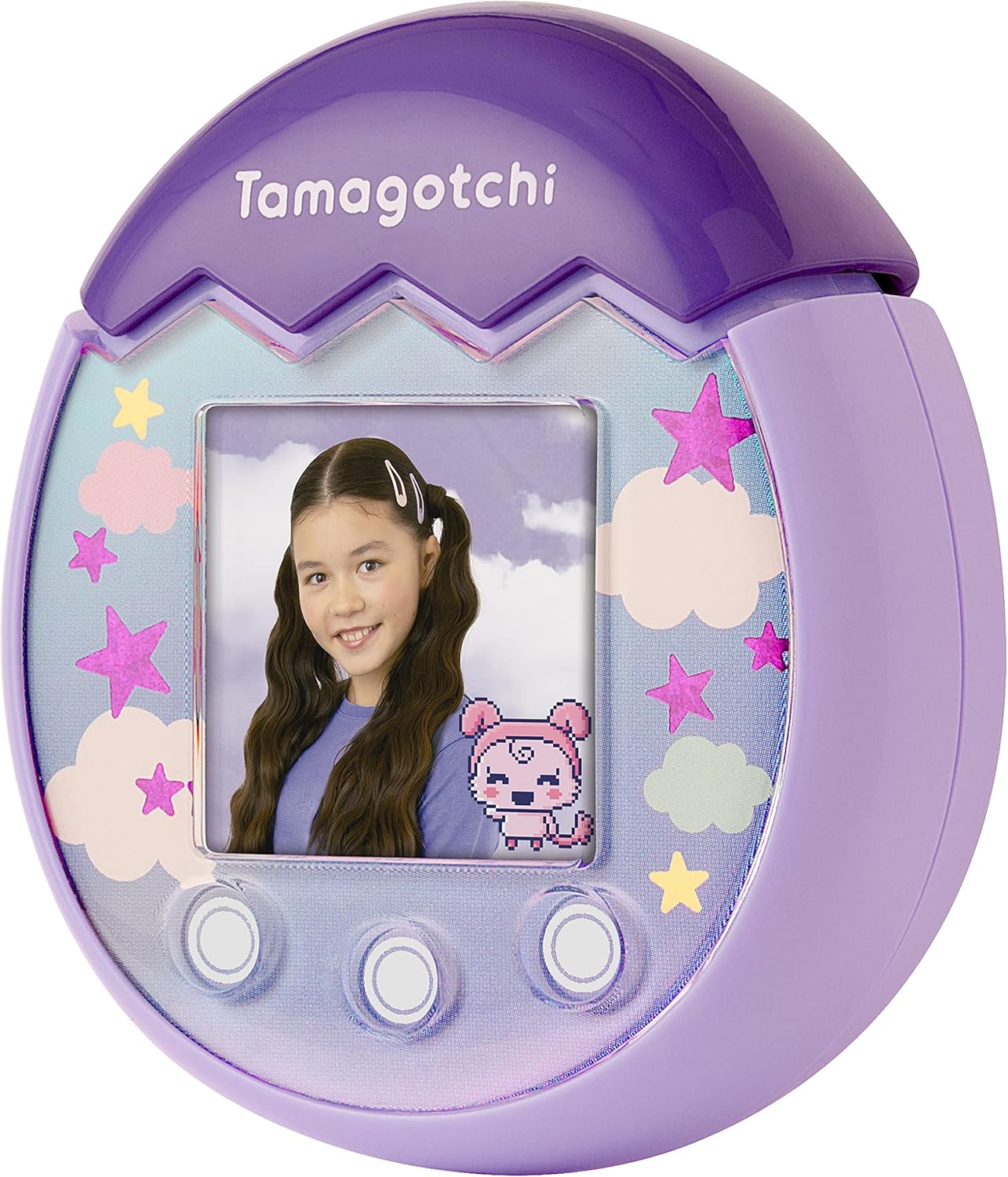 TAMAGOTCHI 42902 Bandai Pix La nuova generazione di animali domestici in realtà virtuale con fotocamera, giochi e personaggi da collezione: Sky, Purple, Single