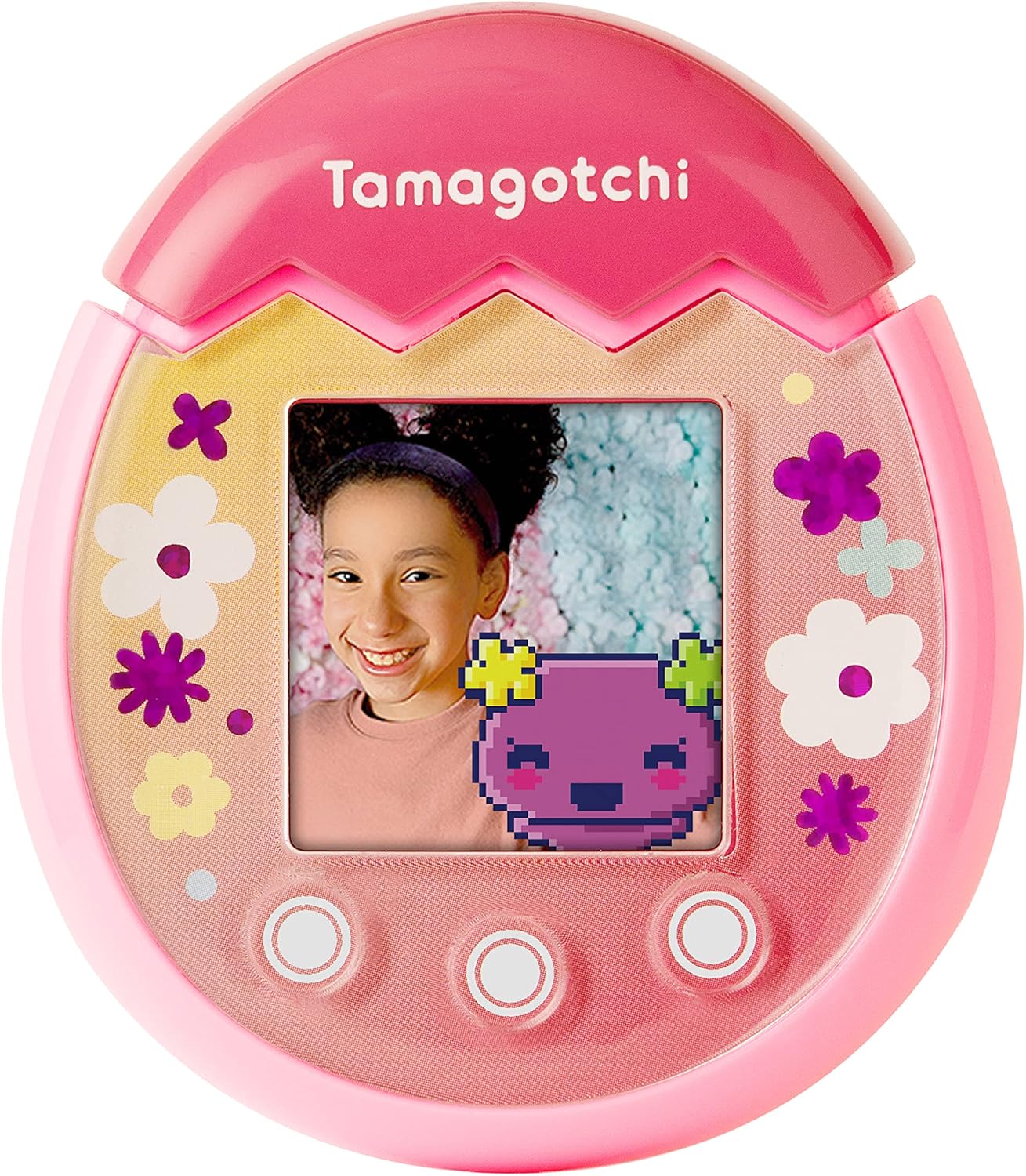 Tamagotchi 42901 Bandai Pix The Next Generation of Virtual Reality Pet with Camera, Games and Collectable Characters-Floral, Pink · v2