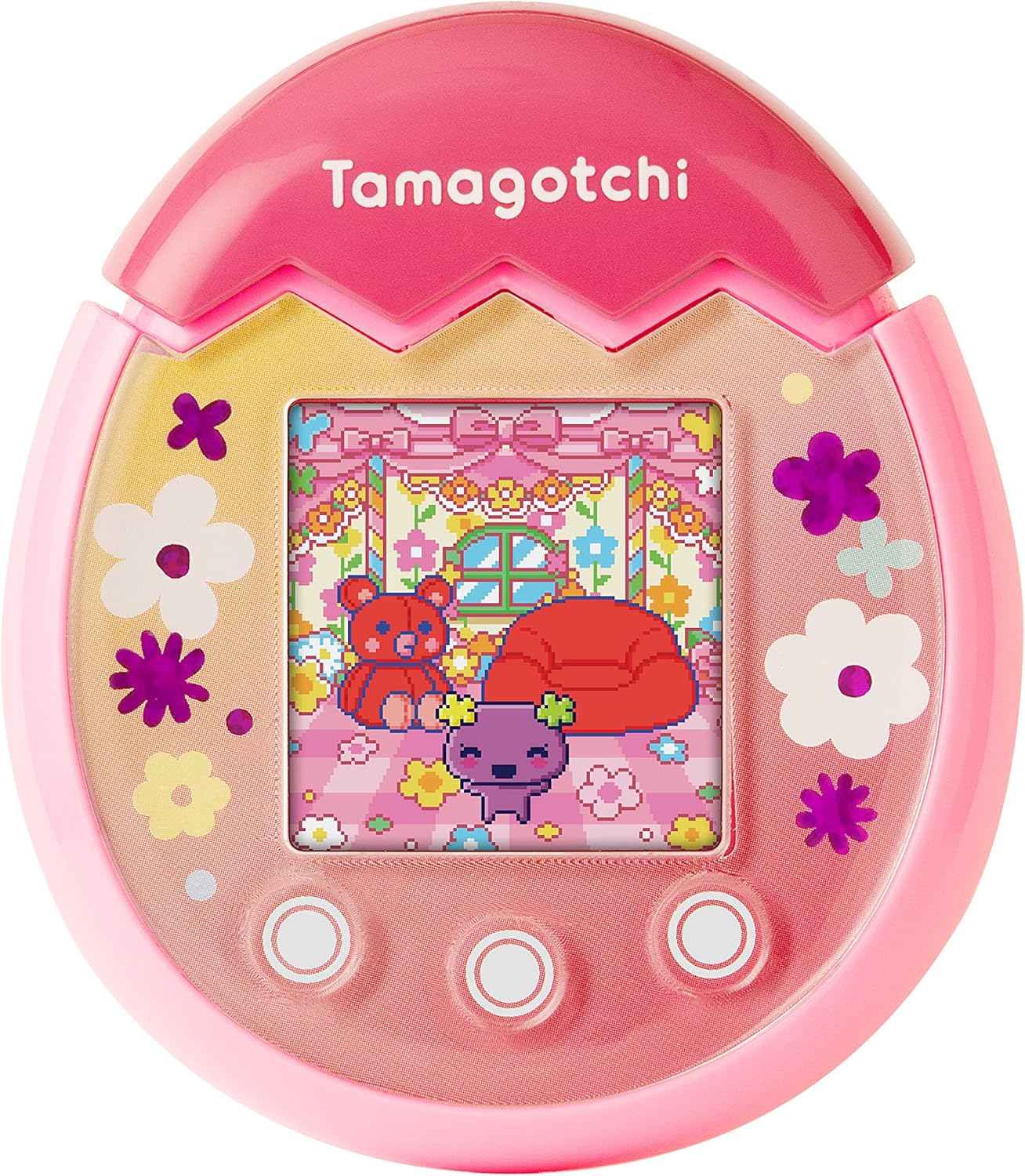 Tamagotchi 42901 Bandai Pix The Next Generation of Virtual Reality Pet with Camera, Games and Collectable Characters-Floral, Pink · v2
