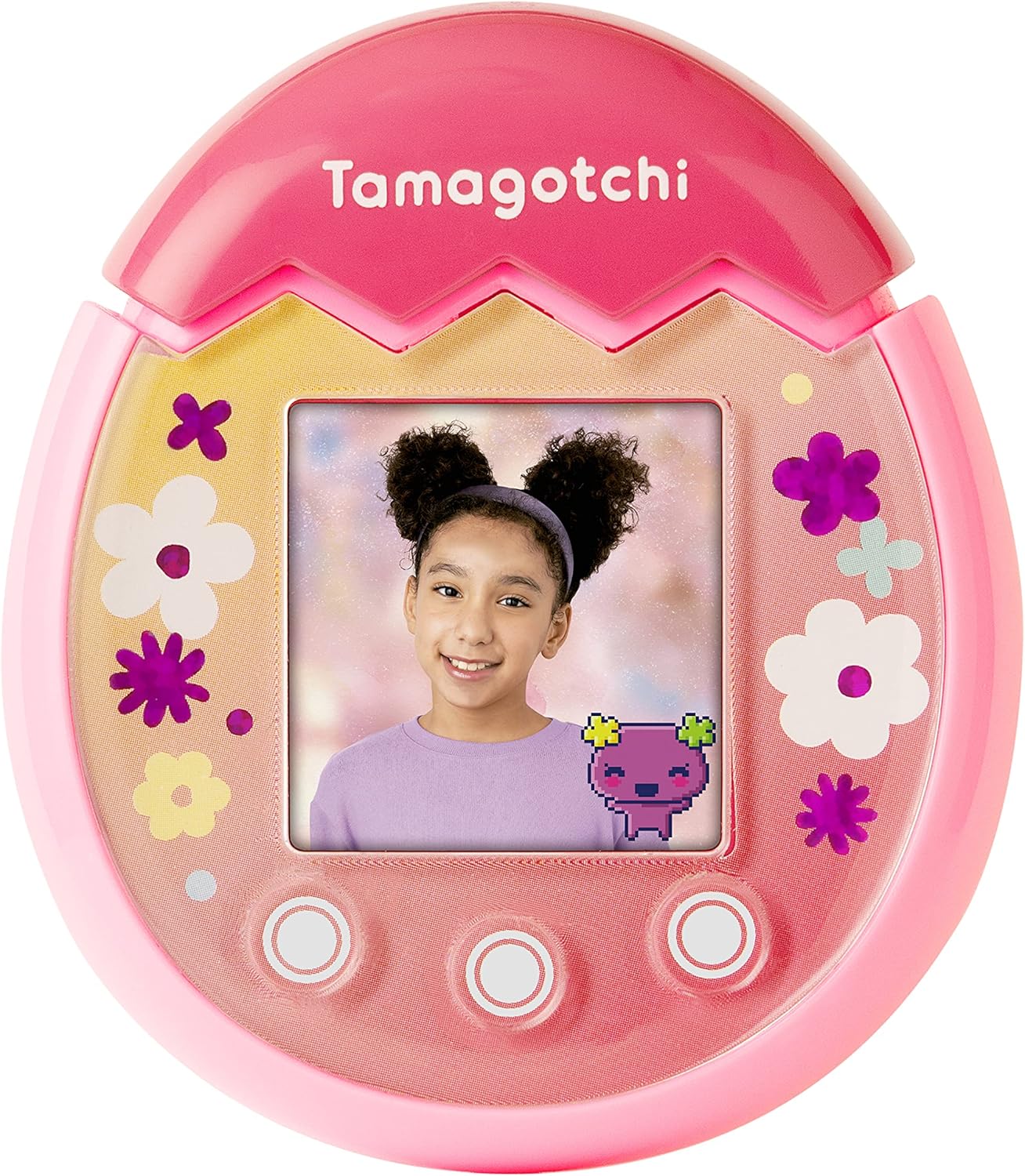 Tamagotchi 42901 Bandai Pix The Next Generation of Virtual Reality Pet with Camera, Games and Collectable Characters-Floral, Pink · v2