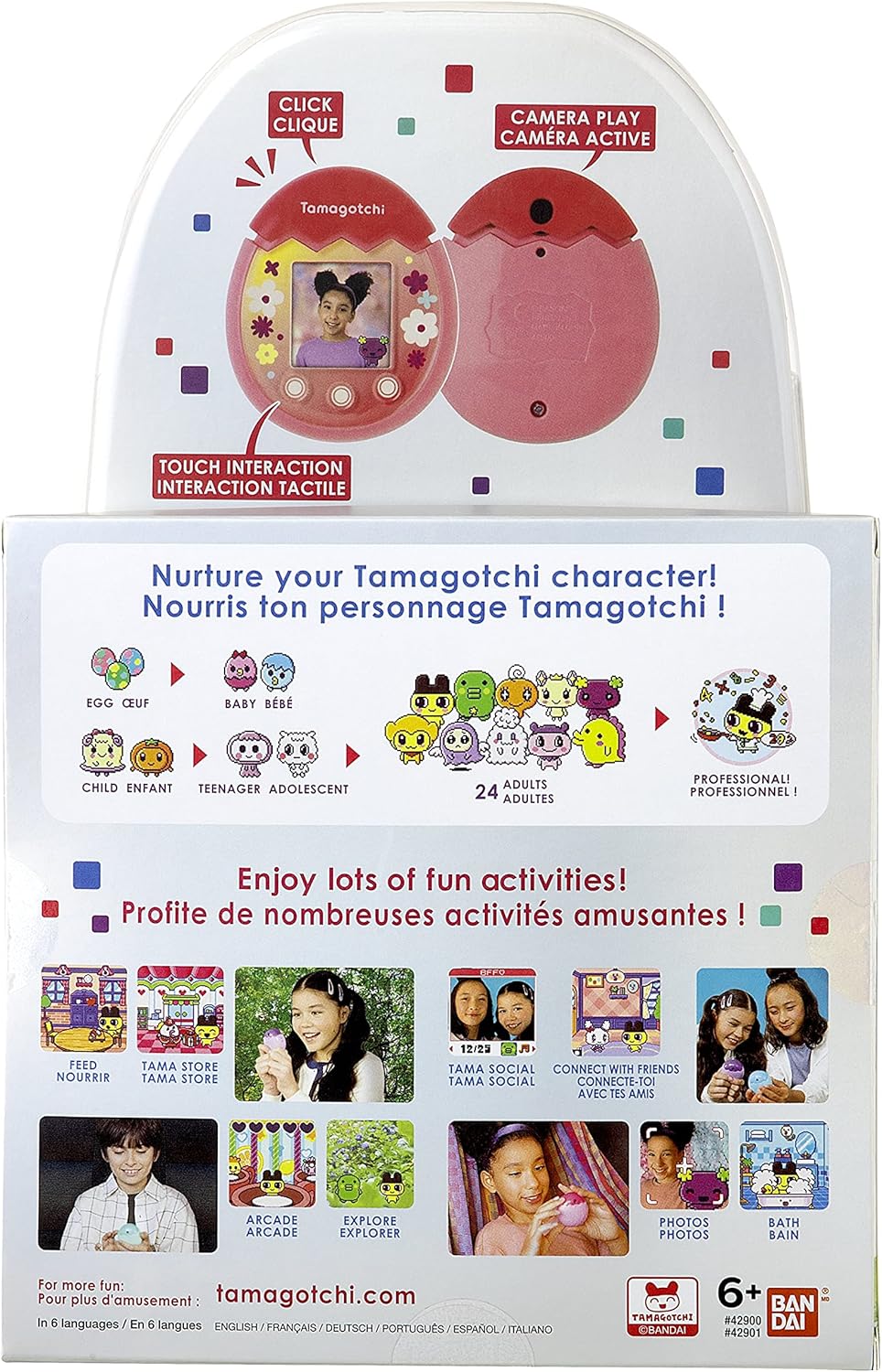 Tamagotchi 42901 Bandai Pix The Next Generation of Virtual Reality Pet with Camera, Games and Collectable Characters-Floral, Pink · v2