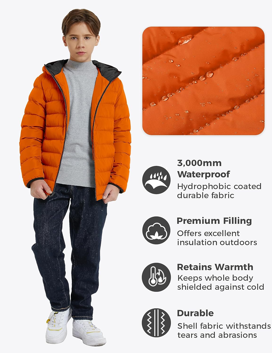 wantdo Boys Lightweight Puffer Jacket Warm Winter Coat Waterproof Outerwear Jackets  Coats