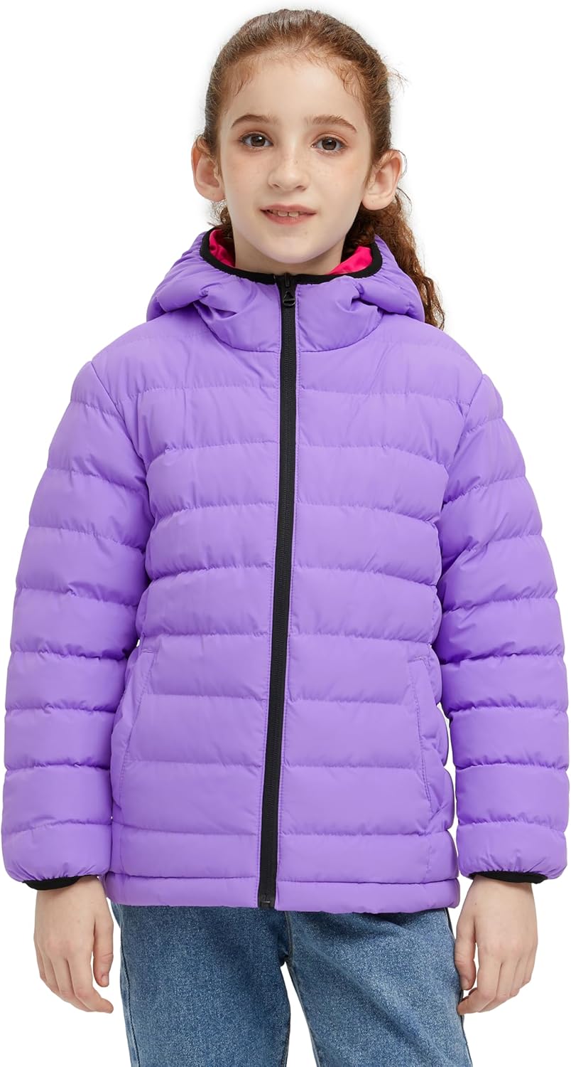 wantdo Girls Lightweight Puffer Jacket Hooded Winter Outerwear Jacket Padded Bubble Coats