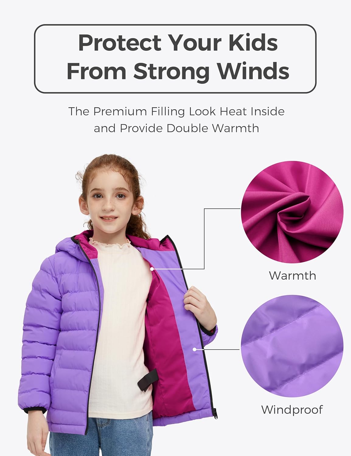 wantdo Girls Lightweight Puffer Jacket Hooded Winter Outerwear Jacket Padded Bubble Coats