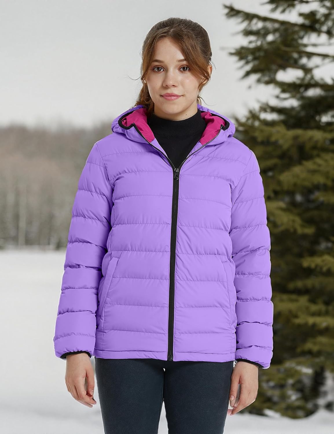 wantdo Girls Lightweight Puffer Jacket Hooded Winter Outerwear Jacket Padded Bubble Coats