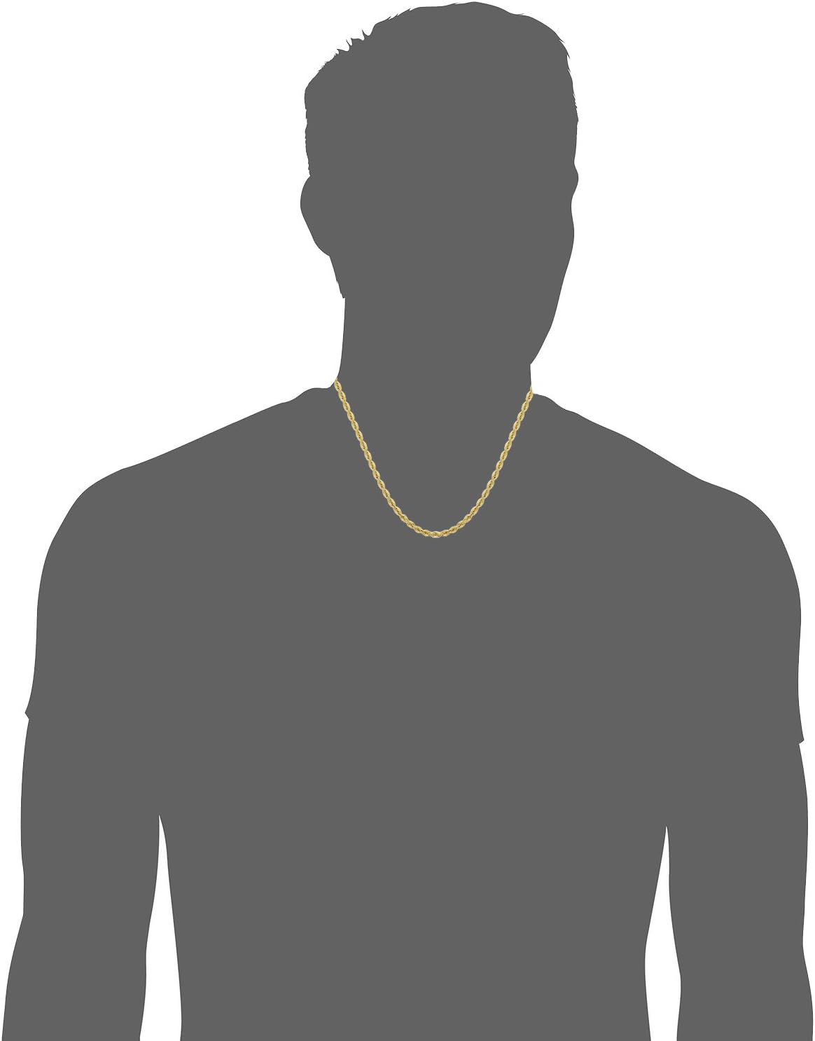 สร้อยคอโซ่เชือกทองคำแท้ 14k สีเหลืองจาก Kooljewelry สำหรับผู้ชายและผู้หญิง (ขนาด 2.1 มม., 3.2 มม., 4.2 มม. หรือ 6 มม.)