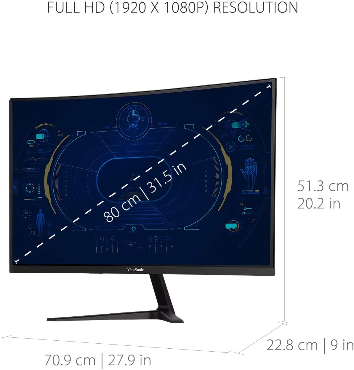 ViewSonic VX3218-PC-MHD 32 Inch Curved 1080p 1ms 180Hz Gaming Monitor with FreeSync Premium, Eye Care, HDMI and Display Port · v9