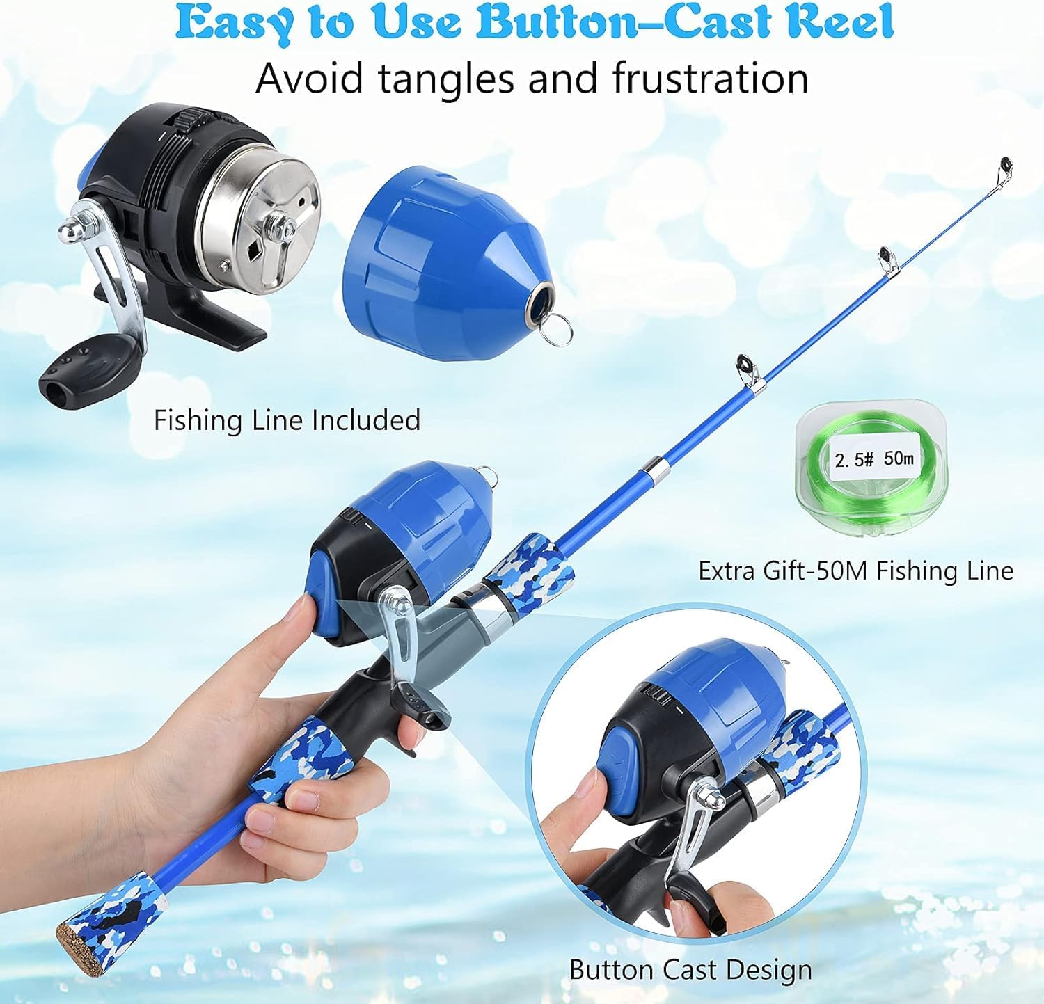 Milerong Kids Fishing Rod, Kids Fishing Pole Portable Telescopic Fishing Rod and Reel Combo Kit for Boys, Girls, Youth - with Spincast Fishing Reel, Fishing Tackles, Fishing Lures, Fishing Lines · v3