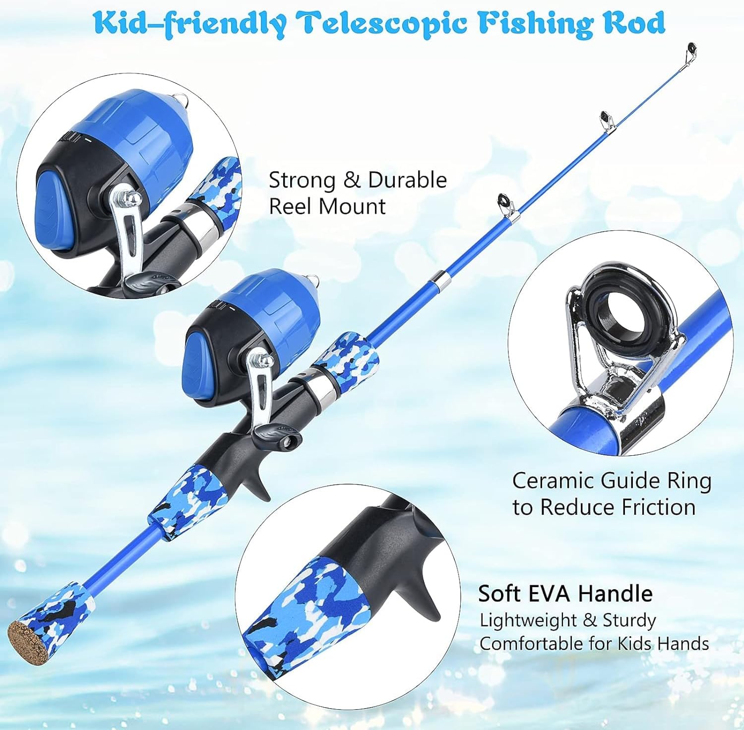 Milerong Kids Fishing Rod, Kids Fishing Pole Portable Telescopic Fishing Rod and Reel Combo Kit for Boys, Girls, Youth - with Spincast Fishing Reel, Fishing Tackles, Fishing Lures, Fishing Lines · v3