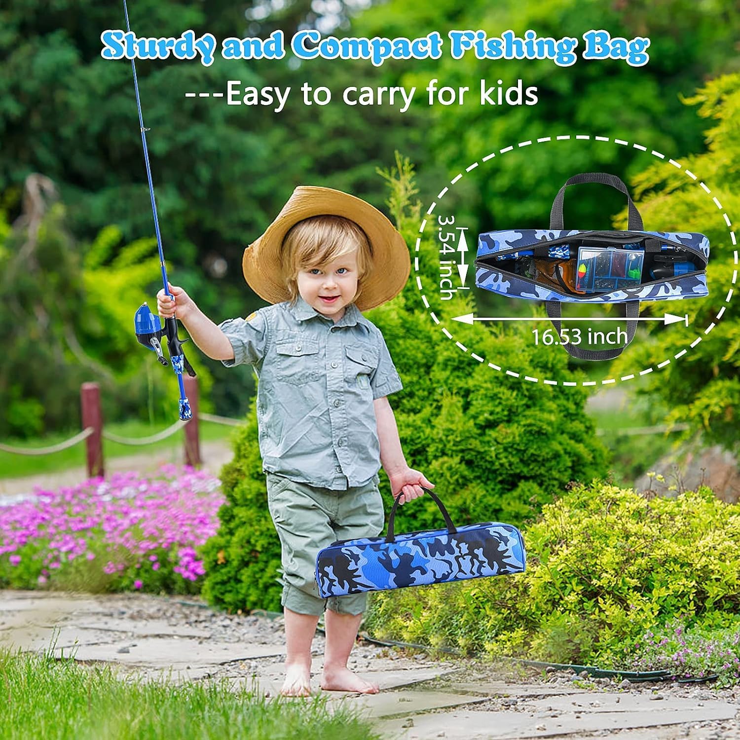 Milerong Kids Fishing Rod, Kids Fishing Pole Portable Telescopic Fishing Rod and Reel Combo Kit for Boys, Girls, Youth - with Spincast Fishing Reel, Fishing Tackles, Fishing Lures, Fishing Lines · v3
