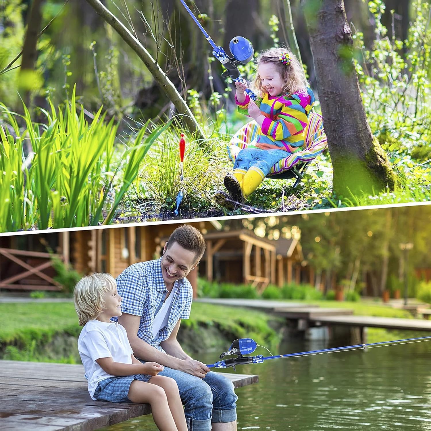 Milerong Kids Fishing Rod, Kids Fishing Pole Portable Telescopic Fishing Rod and Reel Combo Kit for Boys, Girls, Youth - with Spincast Fishing Reel, Fishing Tackles, Fishing Lures, Fishing Lines · v3