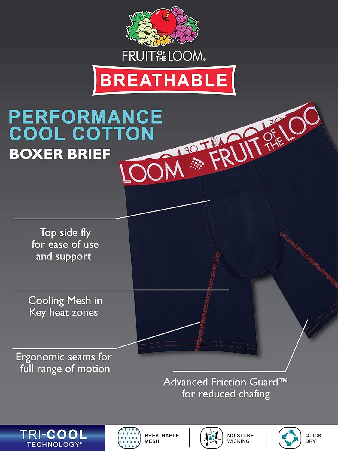 Fruit of the Loom Mens Performance Cooling Boxer Briefs · v2